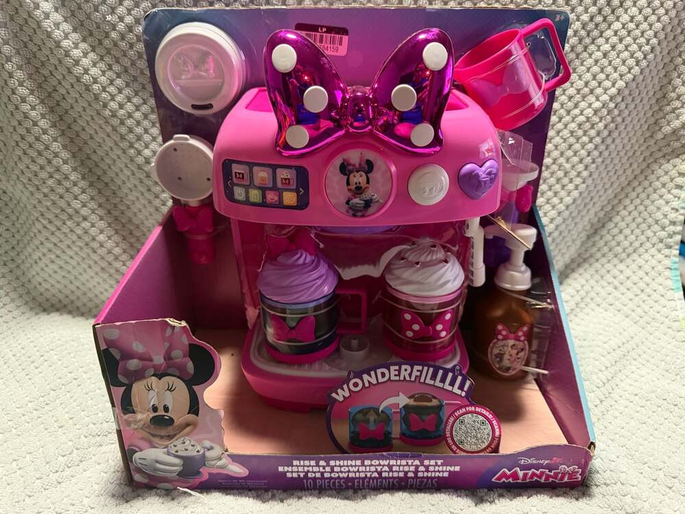 Disney Jr. Minnie Mouse Rise & Shine Bowrista Set 10-Piece Play Espresso Machine